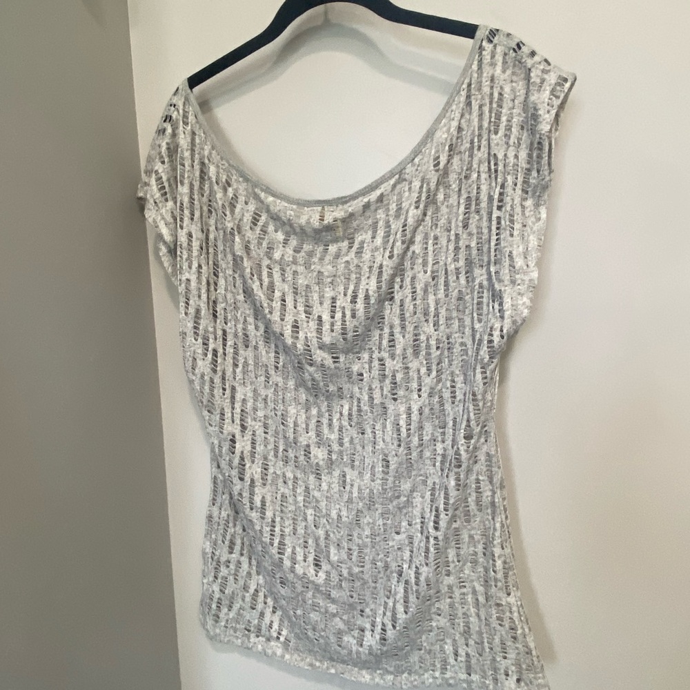 Woman’s off the shoulder size large gray shirt